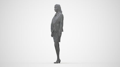 realistic 3D human woman business, archviz people FBX OBJ for Blender, wireframe back view