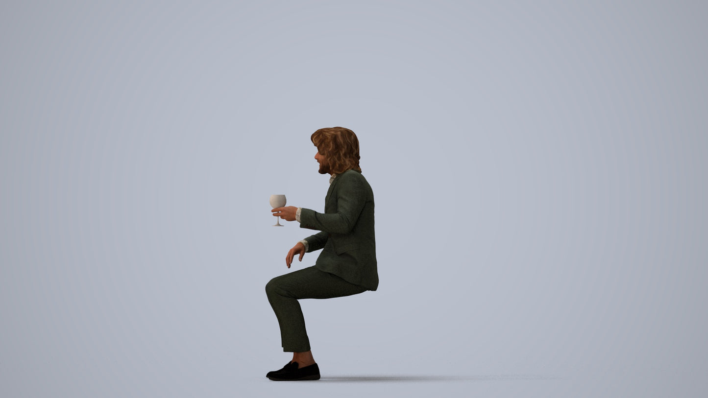 scanned 3D man business, photogrammetry people for Enscape and V-Ray, three-quarter view render