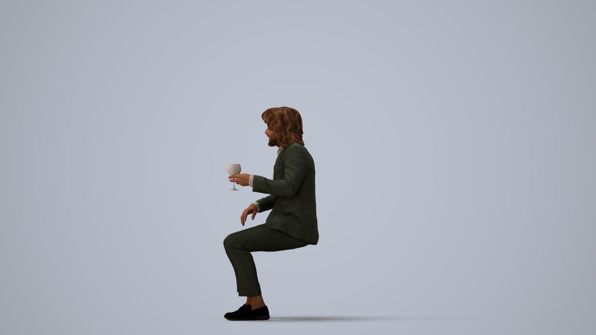 scanned 3D man business, photogrammetry people for Enscape and V-Ray, three-quarter view render