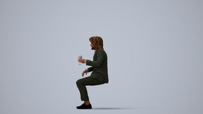 scanned 3D man business, photogrammetry people for Enscape and V-Ray, three-quarter view render