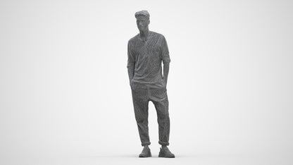 realistic 3D people man casual standing, render-ready for V-Ray and Corona, FBX OBJ, three-quarter front view render