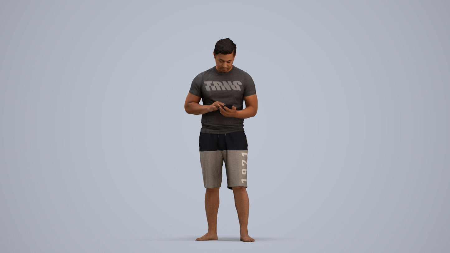 realistic 3D people man standing, render-ready for V-Ray and Corona, FBX OBJ, standing pose render