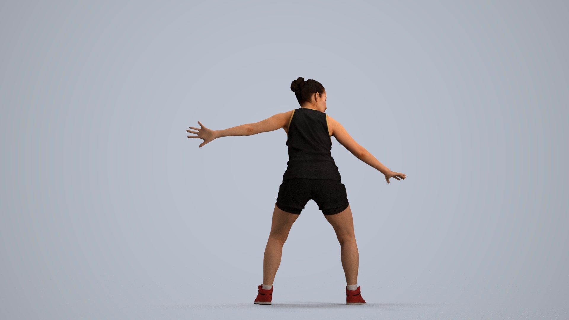 photogrammetry 3D woman sport, realistic human model archviz FBX, front view render