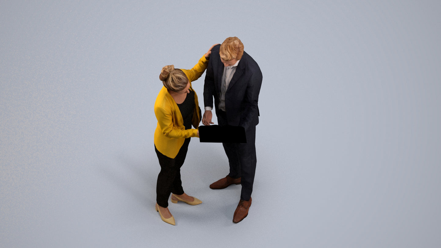 scanned 3D woman business, photogrammetry people for Enscape and V-Ray, back view render