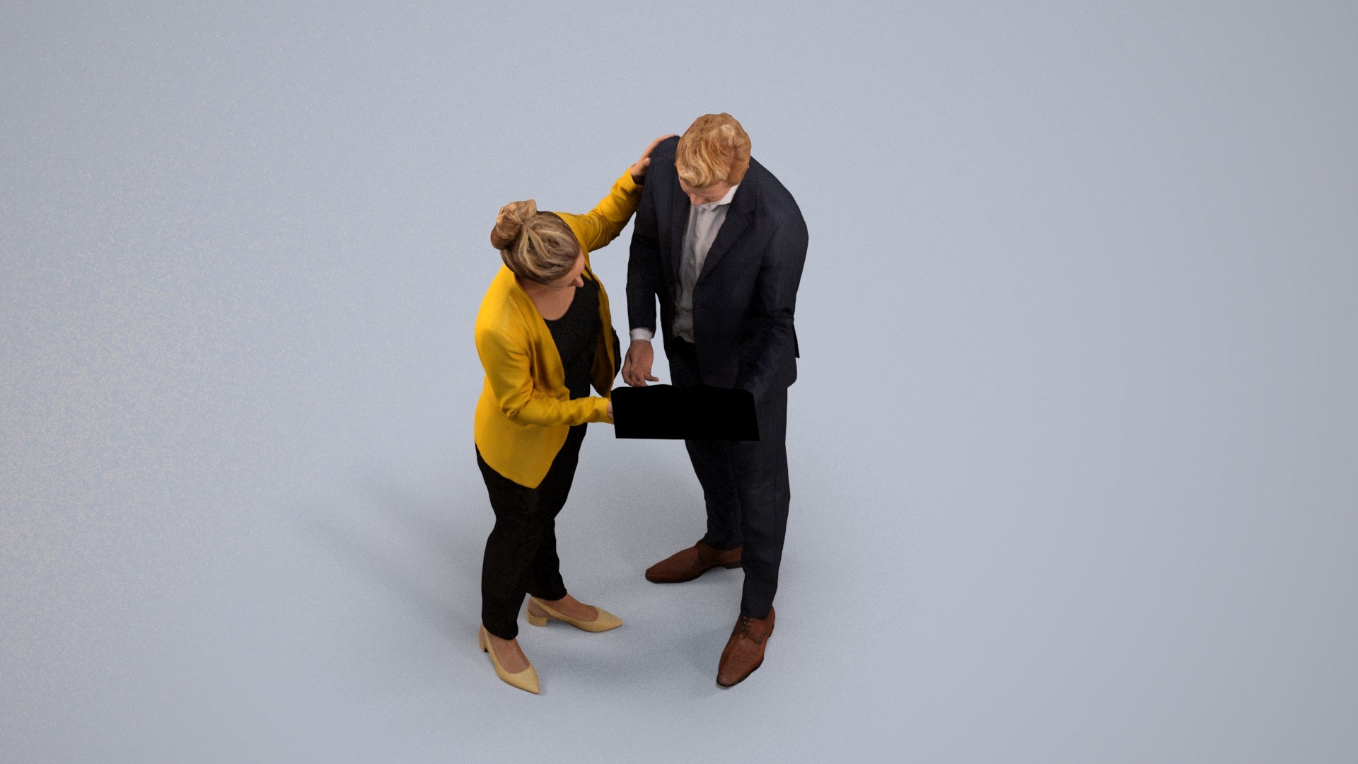 scanned 3D woman business, photogrammetry people for Enscape and V-Ray, back view render