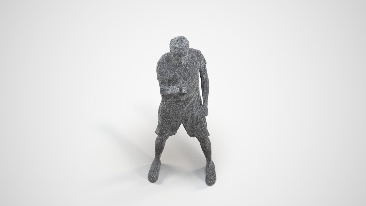 photogrammetry 3D man sport, realistic human model archviz FBX, wireframe three-quarter view