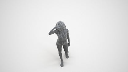 photogrammetry 3D woman pool, realistic human model archviz FBX, wireframe three-quarter view