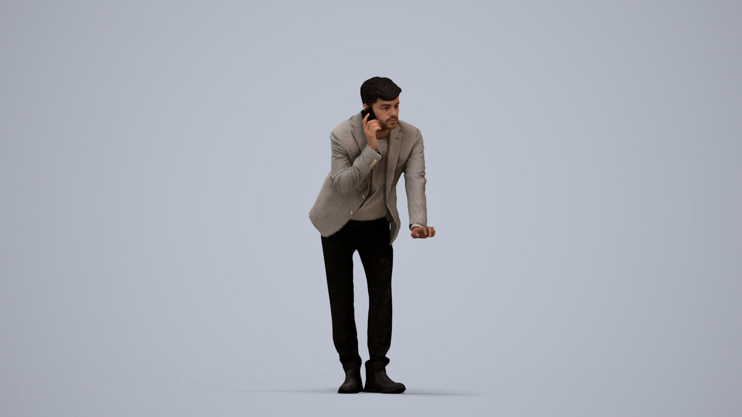 realistic 3D man business, scanned archviz people for Blender and 3ds Max, standing pose render