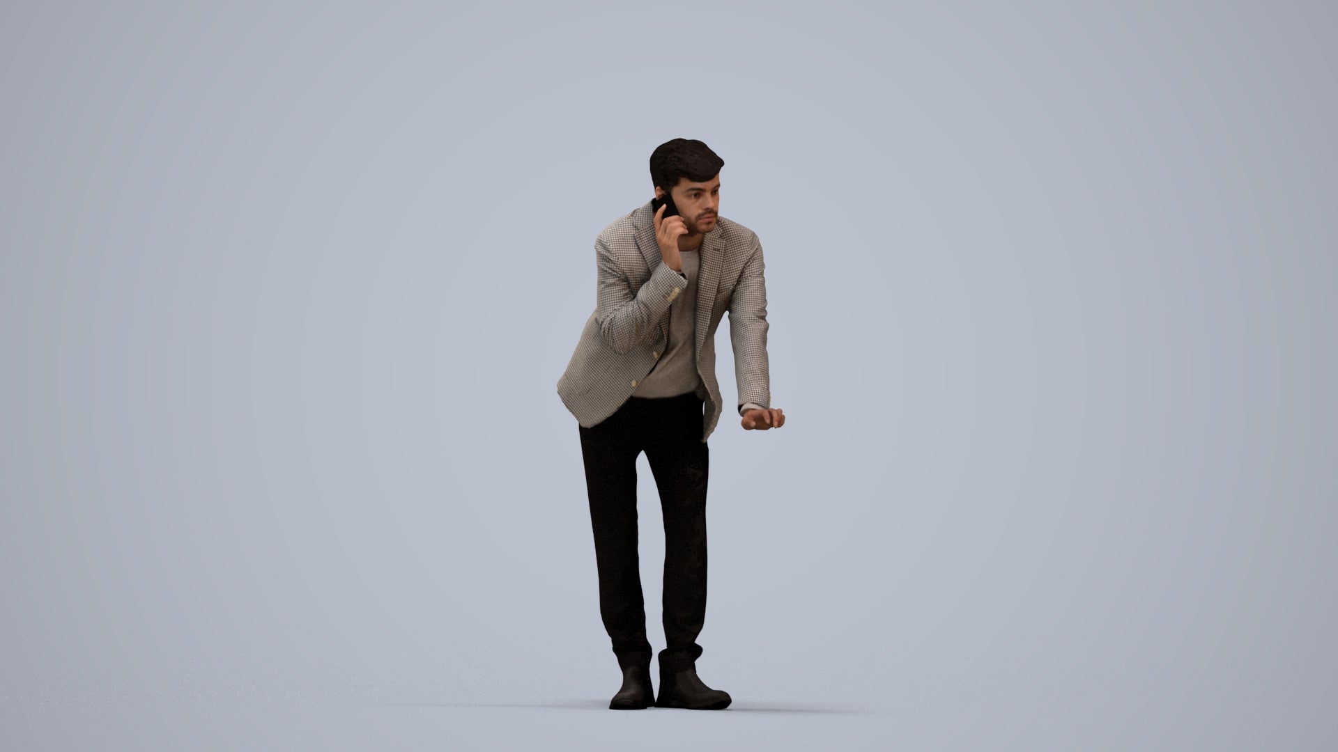 realistic 3D man business, scanned archviz people for Blender and 3ds Max, standing pose render