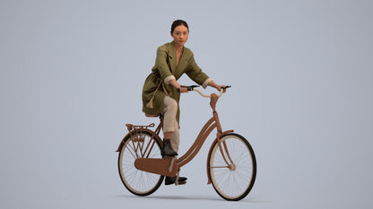 scanned 3D woman casual cycling, photogrammetry people for Enscape and V-Ray, standing pose render