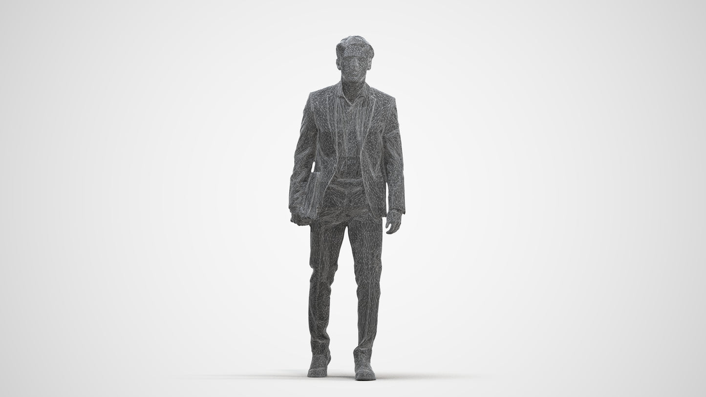 realistic 3D people man business, render-ready for V-Ray and Corona, FBX OBJ, three-quarter front view render