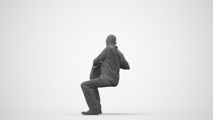 realistic 3D human senior man casual sitting, archviz people FBX OBJ for Blender, square thumbnail