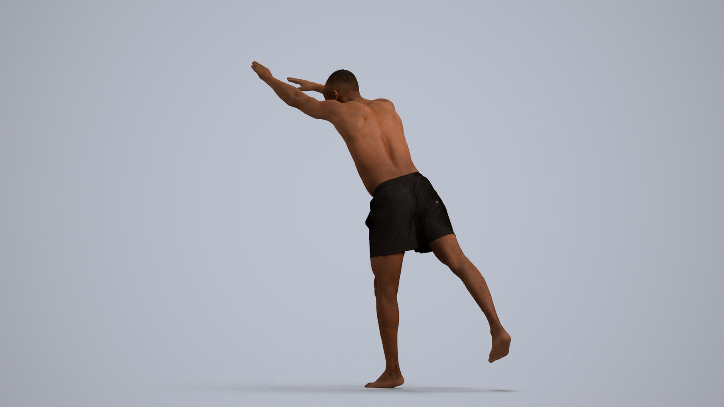 3D people model man pool, scanned human for 3ds Max rendering, front view render