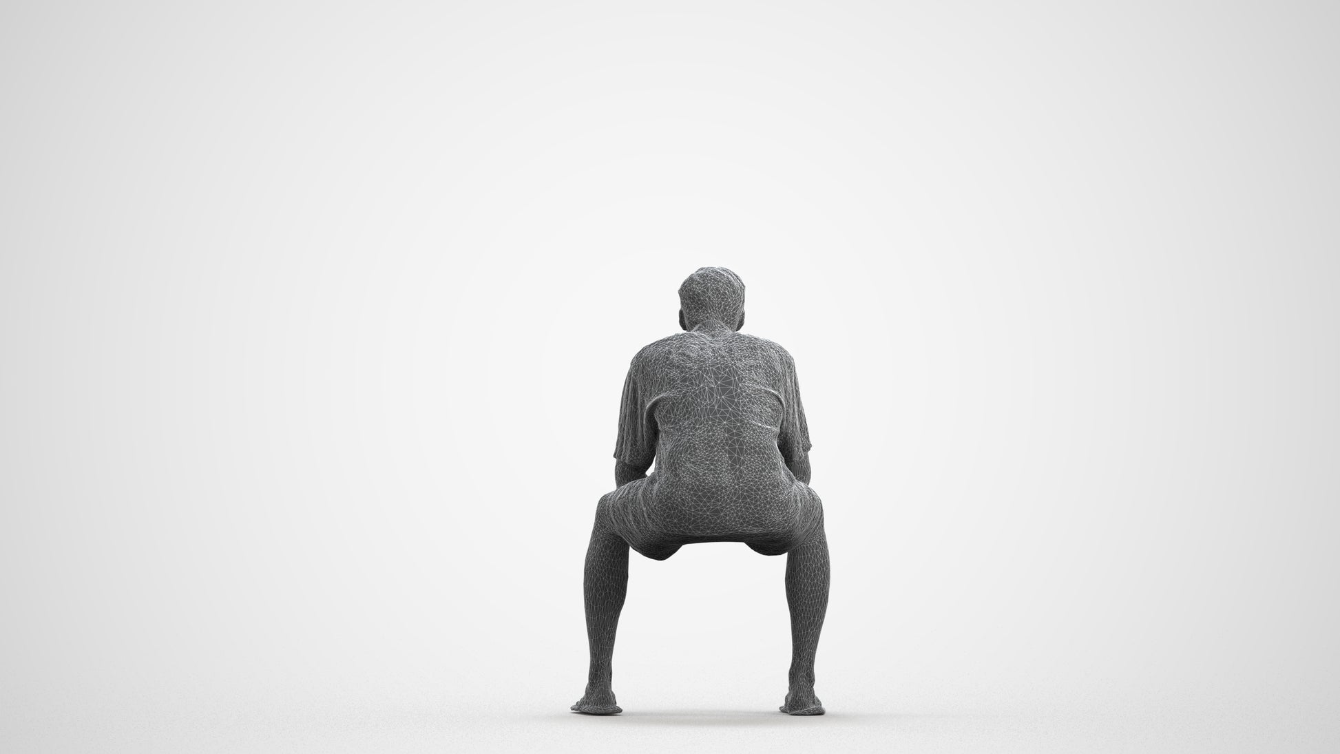 scanned 3D man casual sitting, photogrammetry people for Enscape and V-Ray, wireframe front view