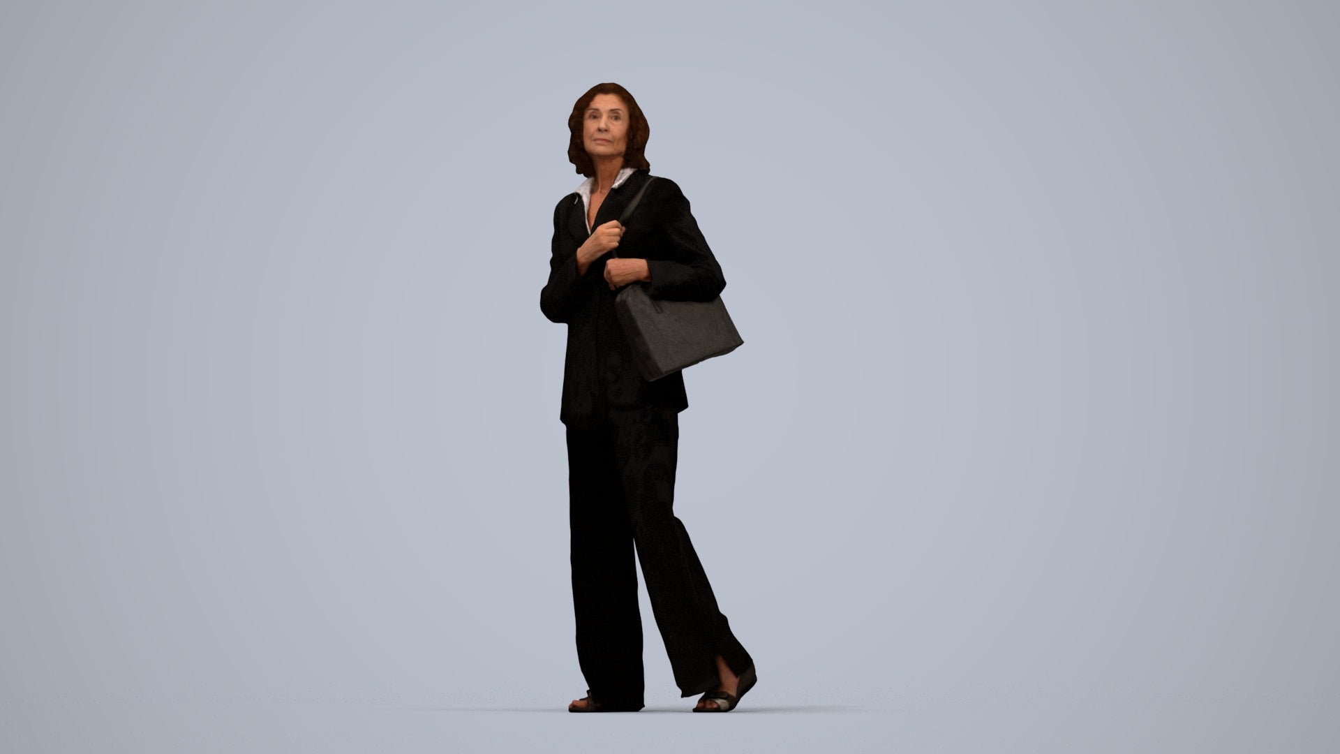 realistic 3D people senior woman business, render-ready for V-Ray and Corona, FBX OBJ, top-down view render