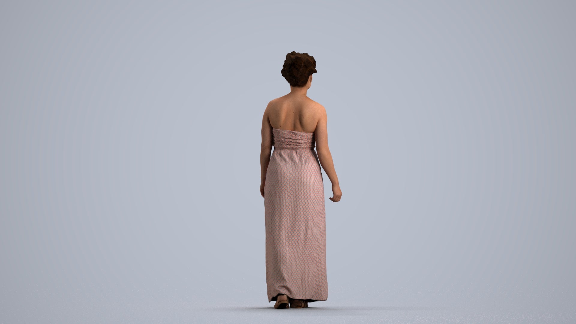 3D human model woman casual standing, photogrammetry scanned person for archviz, front view render
