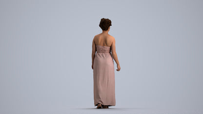 3D human model woman casual standing, photogrammetry scanned person for archviz, front view render