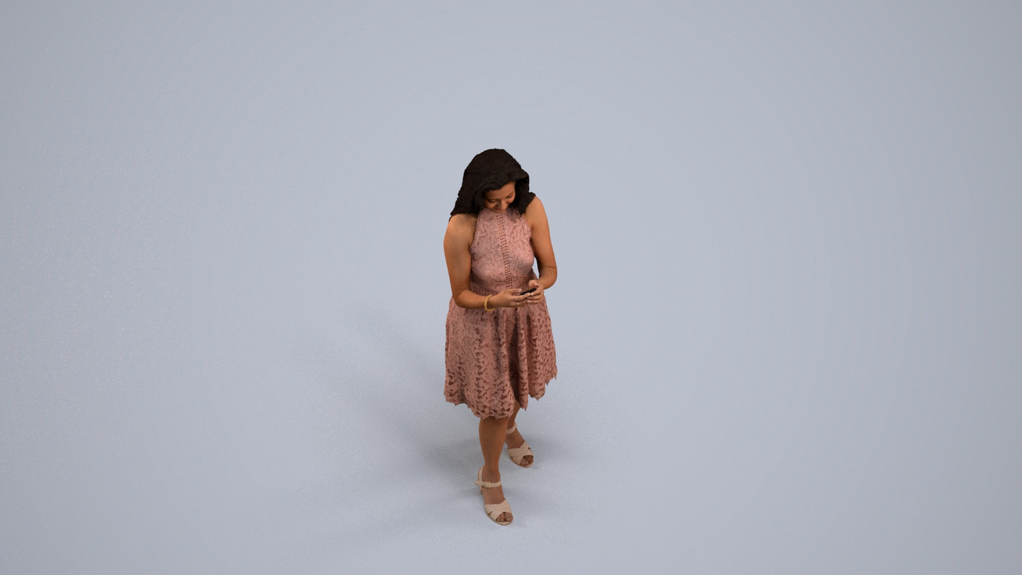 3D people model woman formal standing, scanned human for 3ds Max rendering, back view render