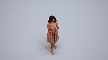 3D people model woman formal standing, scanned human for 3ds Max rendering, back view render