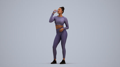 realistic 3D woman sport, scanned archviz people for Blender and 3ds Max, standing pose render