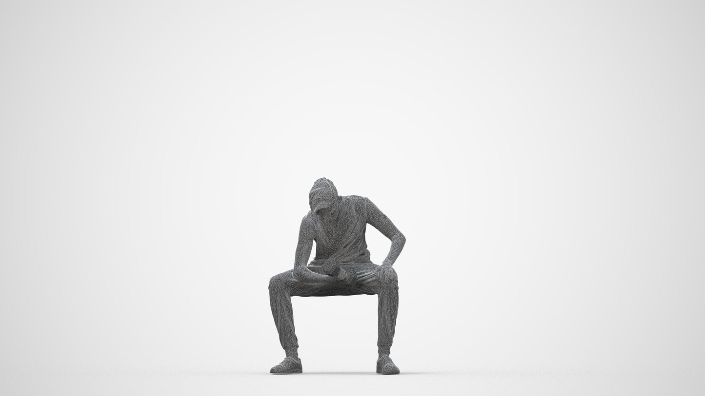 photogrammetry 3D man casual sport, realistic human model archviz FBX, wireframe back view