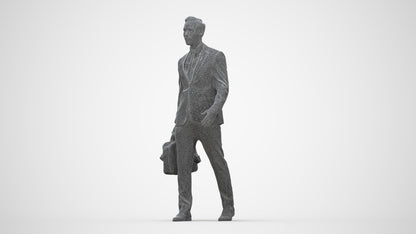 scanned 3D man formal business, photogrammetry people for Enscape and V-Ray, wireframe back view