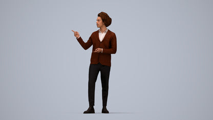 realistic 3D man business shopping, scanned archviz people for Blender and 3ds Max, top-down view render