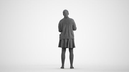 realistic 3D human girl kids, archviz people FBX OBJ for Blender, wireframe front view