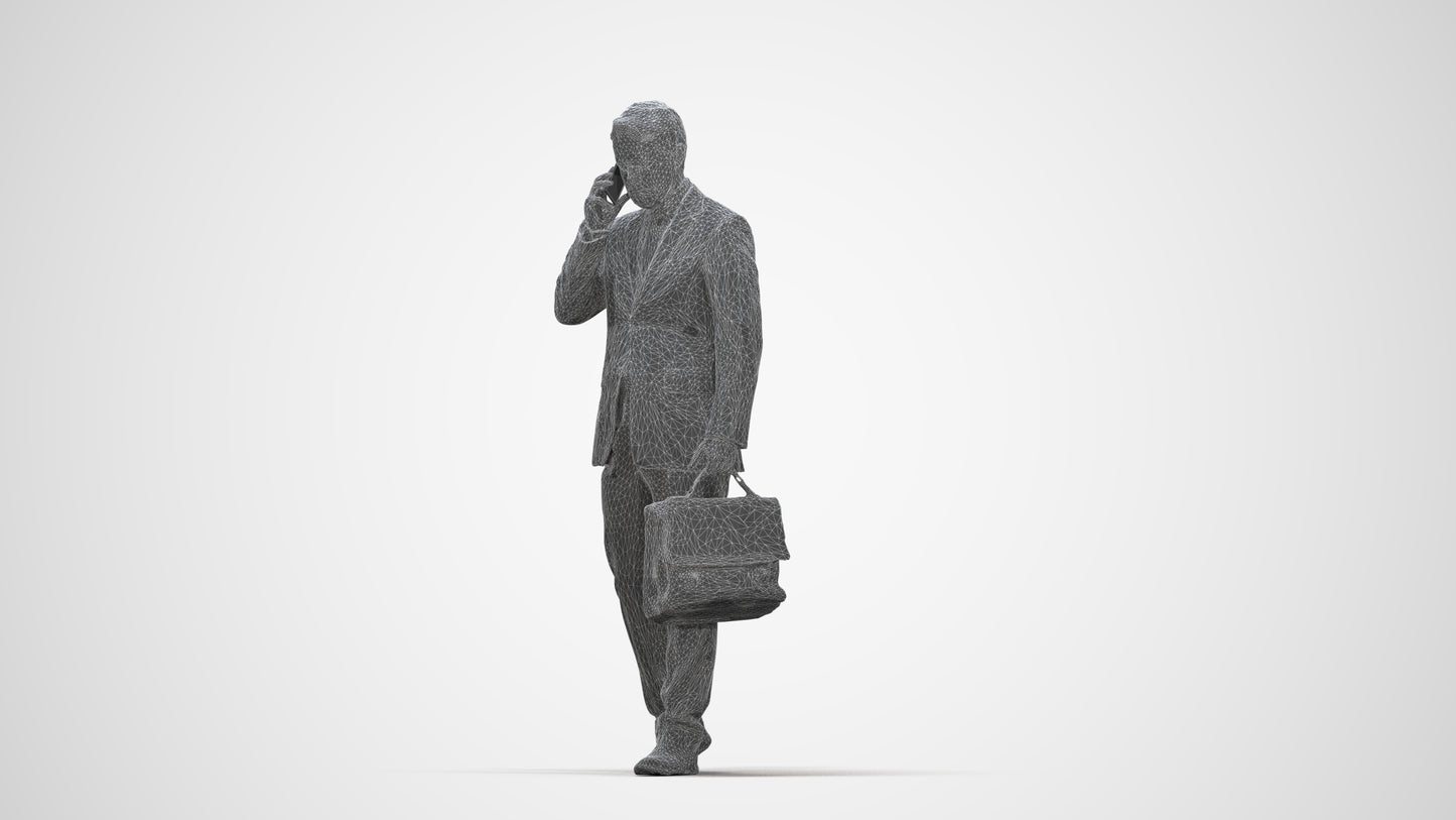 realistic 3D human man business, archviz people FBX OBJ for Blender, wireframe back view