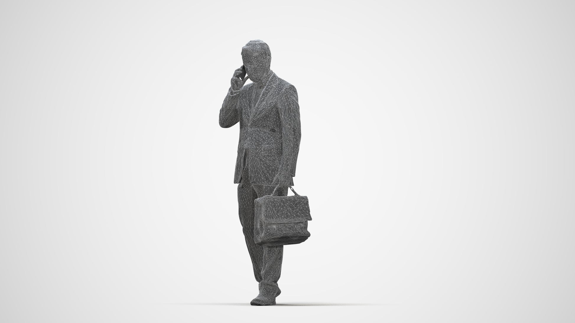 realistic 3D human man business, archviz people FBX OBJ for Blender, wireframe back view
