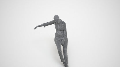 realistic 3D woman casual sitting, scanned archviz people for Blender and 3ds Max, wireframe three-quarter view