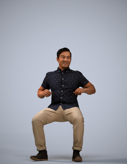 realistic 3D man casual sitting, scanned archviz people for Blender and 3ds Max