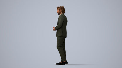 3D people model man business, scanned human for 3ds Max rendering, three-quarter view render