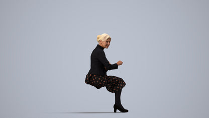 realistic 3D senior woman business, scanned archviz people for Blender and 3ds Max, side view render
