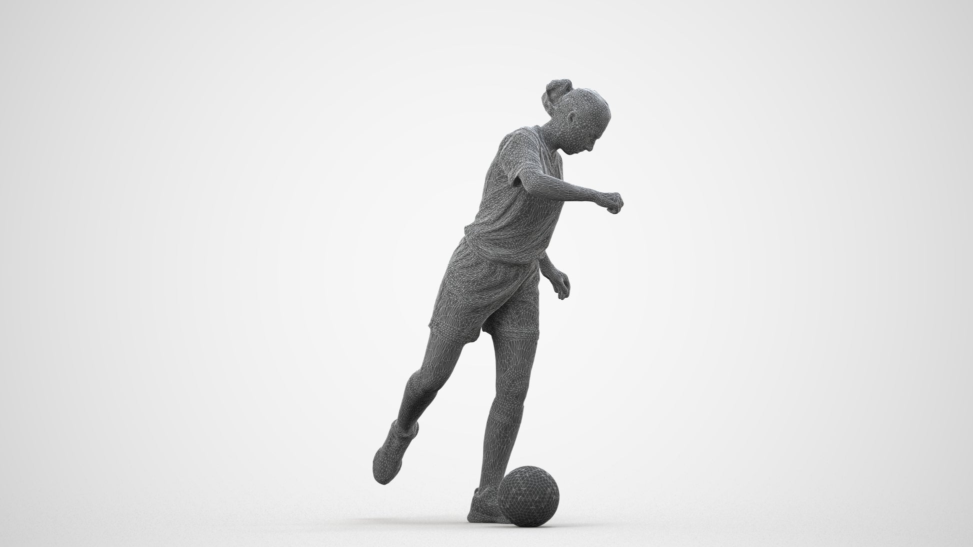 realistic 3D people woman sport, render-ready for V-Ray and Corona, FBX OBJ, wireframe side view