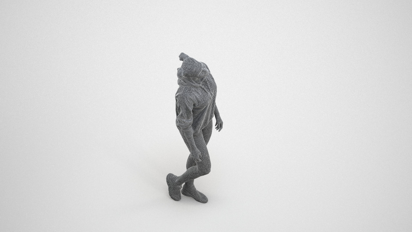 realistic 3D people woman casual walking, render-ready for V-Ray and Corona, FBX OBJ, wireframe three-quarter view