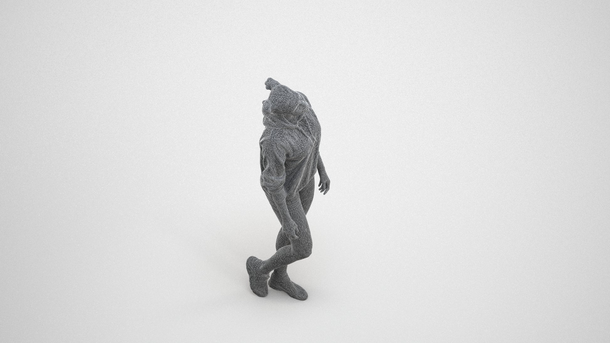 realistic 3D people woman casual walking, render-ready for V-Ray and Corona, FBX OBJ, wireframe three-quarter view