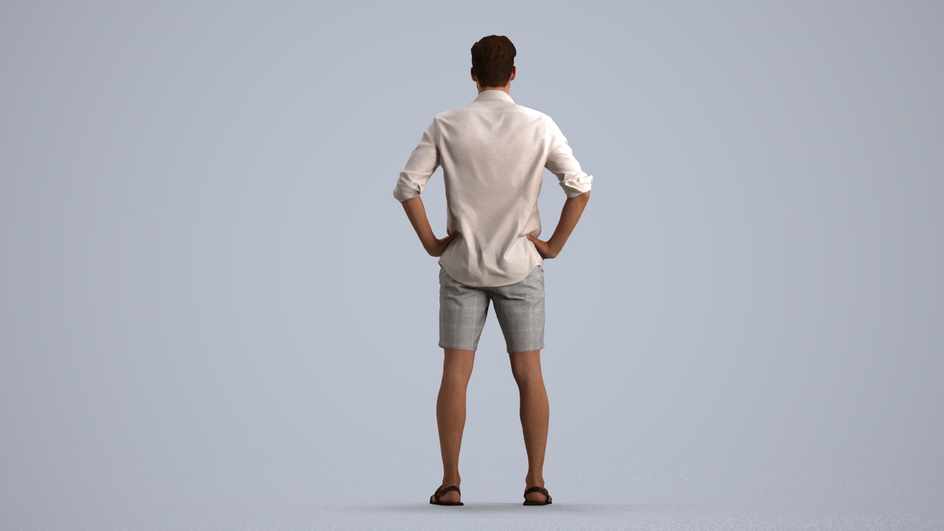 3D scanned man standing casual, photorealistic archviz people for Enscape and SketchUp, front view render