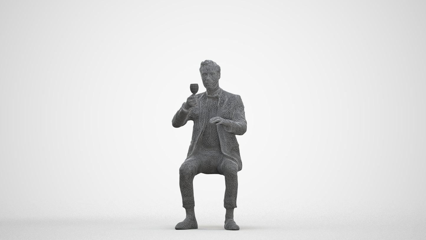 realistic 3D human man formal formalaffairs, archviz people FBX OBJ for Blender, three-quarter front view render