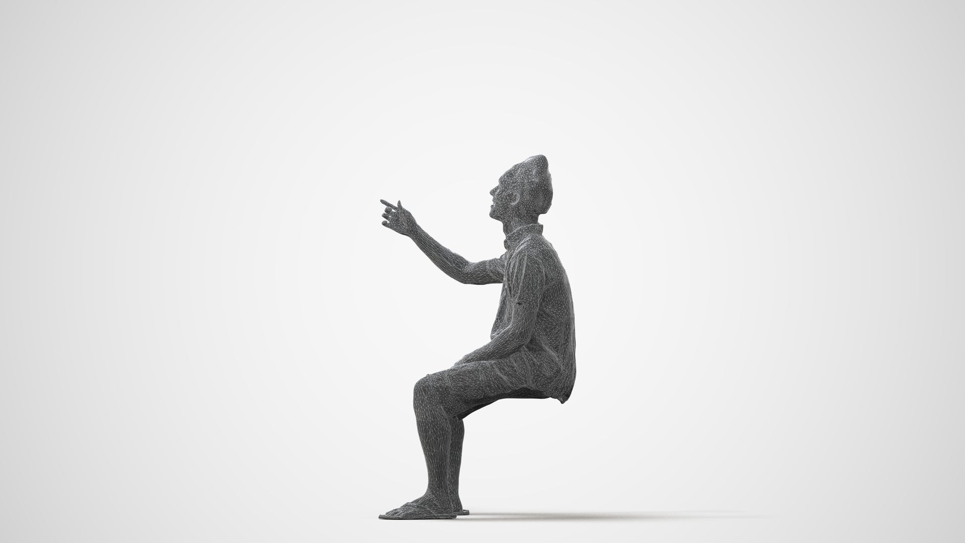 scanned 3D man casual sitting, photogrammetry people for Enscape and V-Ray, square thumbnail