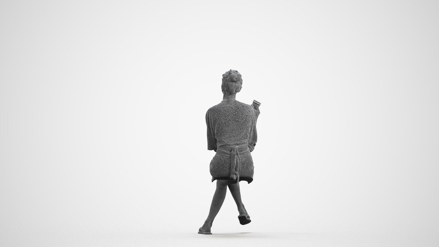 3D people model woman casual sitting, scanned human for 3ds Max rendering, wireframe front view