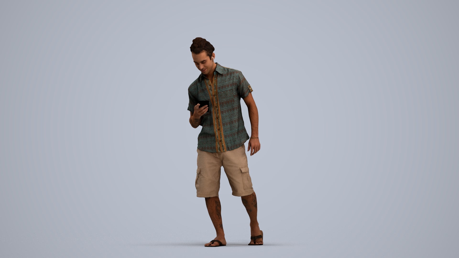 3D scanned man walking casual, photorealistic archviz people for Enscape and SketchUp, standing pose render