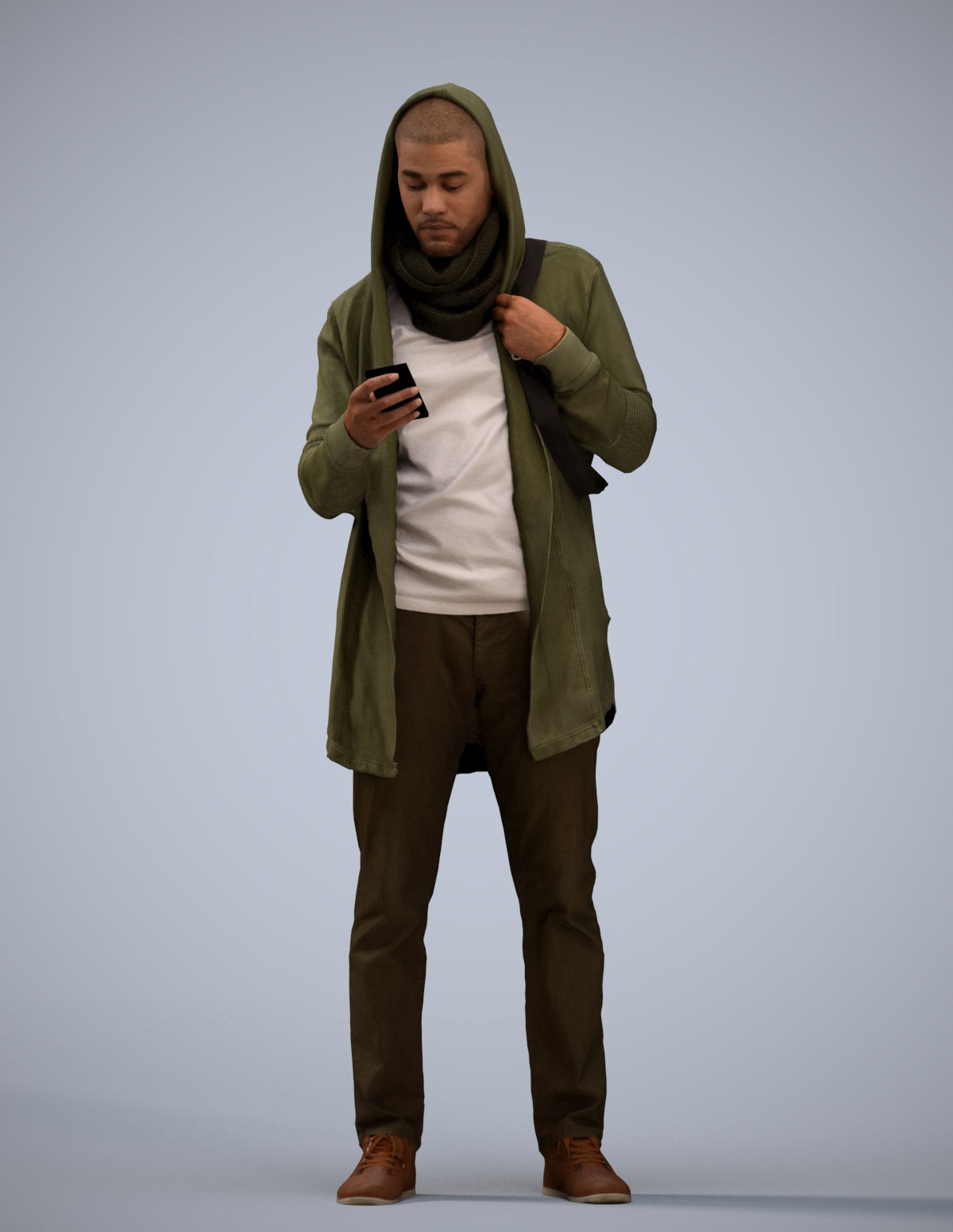 realistic 3D man casual standing, scanned archviz people for Blender and 3ds Max