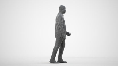 realistic 3D people man casual walking, render-ready for V-Ray and Corona, FBX OBJ, wireframe side view