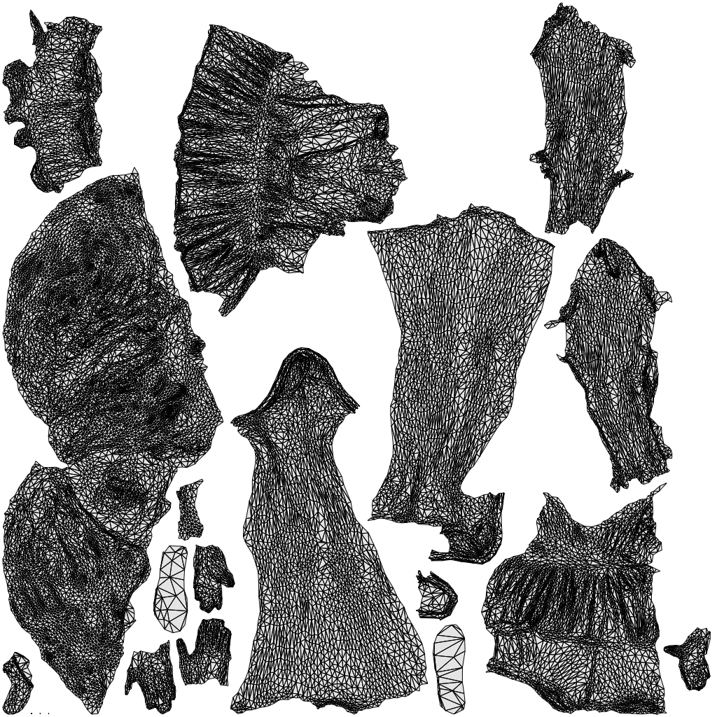 scanned 3D woman casual standing, photogrammetry people for Enscape and V-Ray, wireframe top-down view