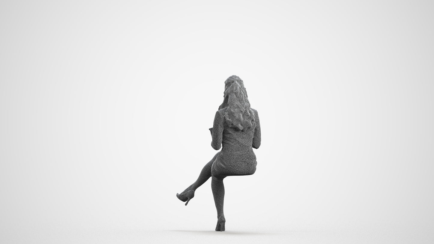 realistic 3D woman business, scanned archviz people for Blender and 3ds Max, wireframe front view