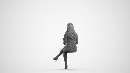 realistic 3D woman business, scanned archviz people for Blender and 3ds Max, wireframe front view