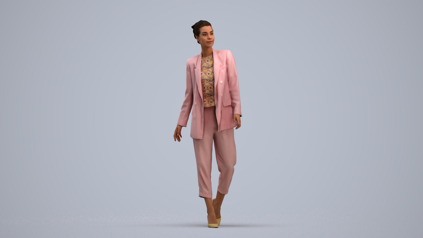 realistic 3D people woman business walking, render-ready for V-Ray and Corona, FBX OBJ, standing pose render