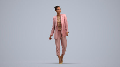 realistic 3D people woman business walking, render-ready for V-Ray and Corona, FBX OBJ, standing pose render