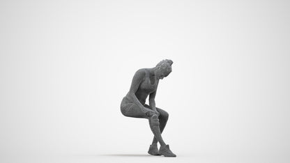 realistic 3D woman sport, scanned archviz people for Blender and 3ds Max, wireframe side view